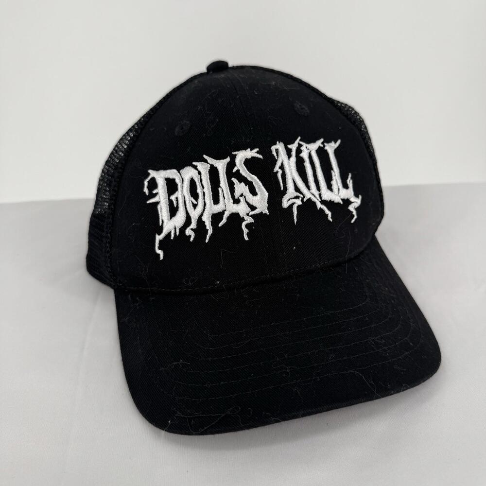 Dolls Kill hat womens black trucker mesh adjustable goth emo punk halloween